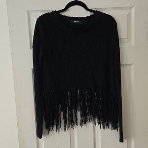 MOD Black Label Crossback Fringe Sweater